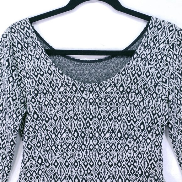 BP Black n White Geometric Pattern Thick Boho Fit and Flare Dress Size M - Picture 13 of 15